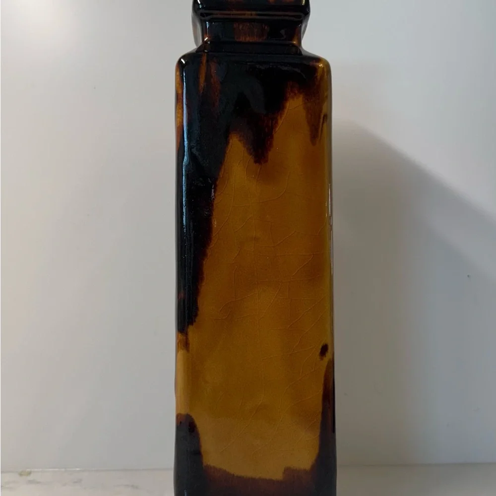 Vintage Amber and Brown Glass Vase